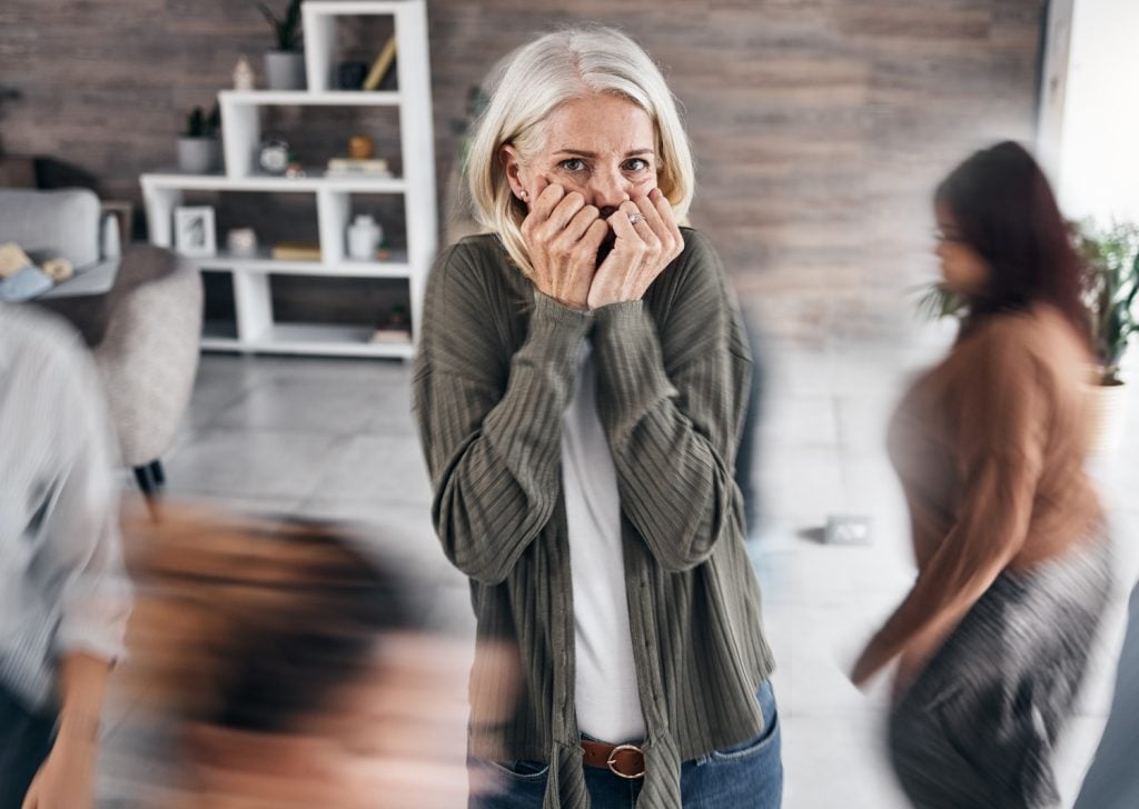 Anxiety, schizophrenia and woman in mental health problem